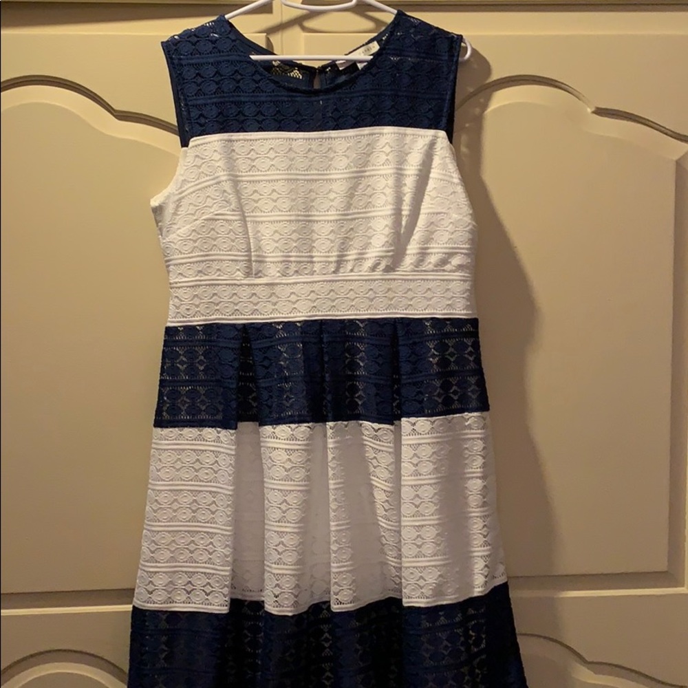 Blue and white lace dress